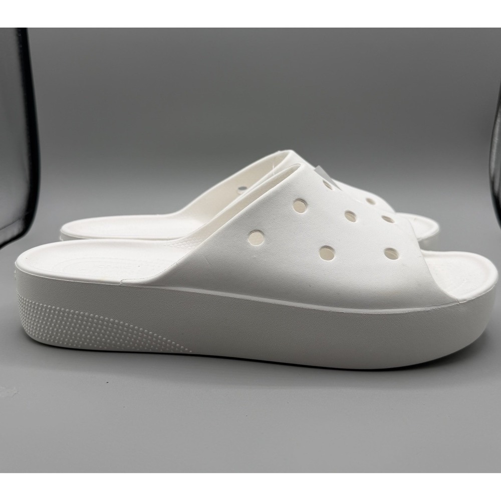 Crocs Classic Platform Slide White Womens Size 11 Casual Sandals Slippers NEW